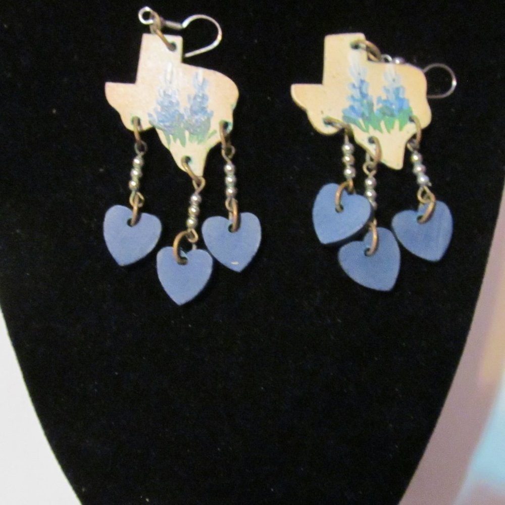 Texas bluebonnet hand painted pierced earrings